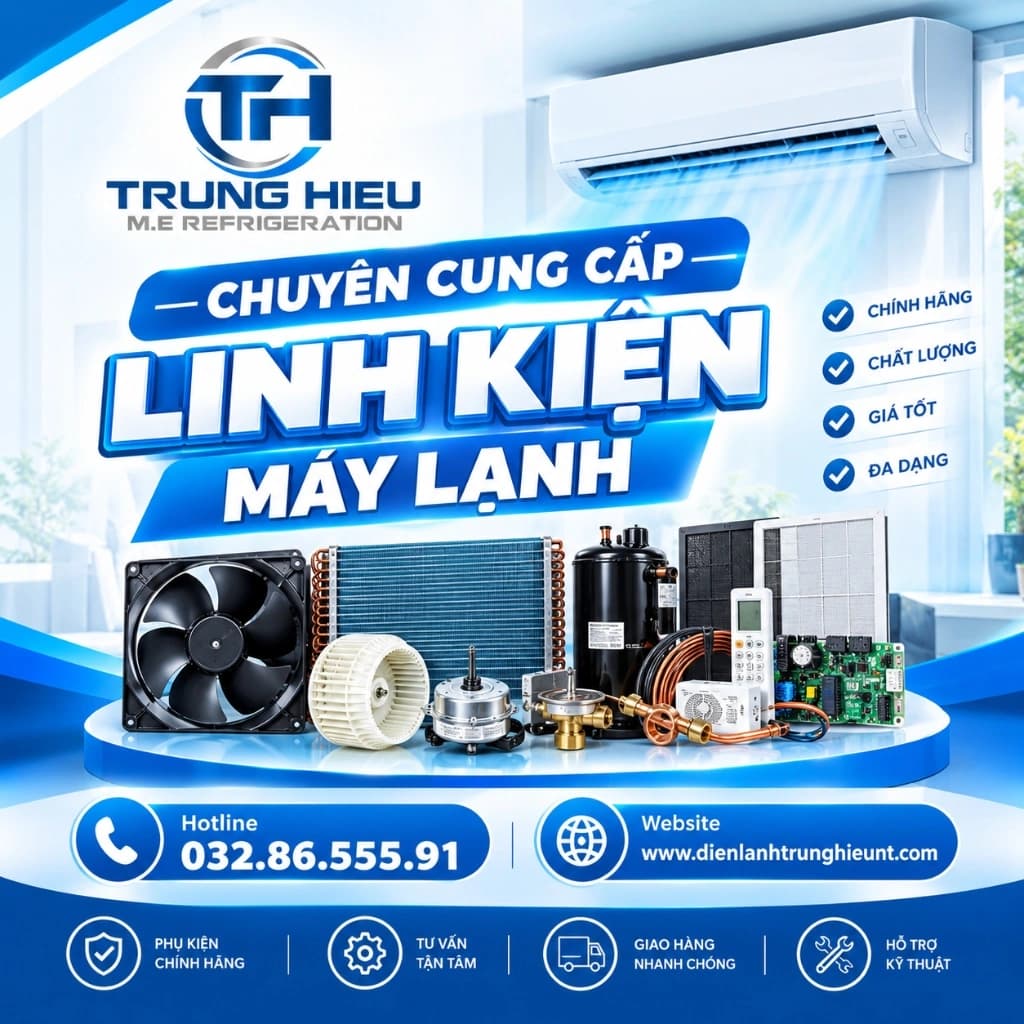 Chuyên cung cấp linh kiện máy lạnh chính hãng - Điện Lạnh Trung Hiếu