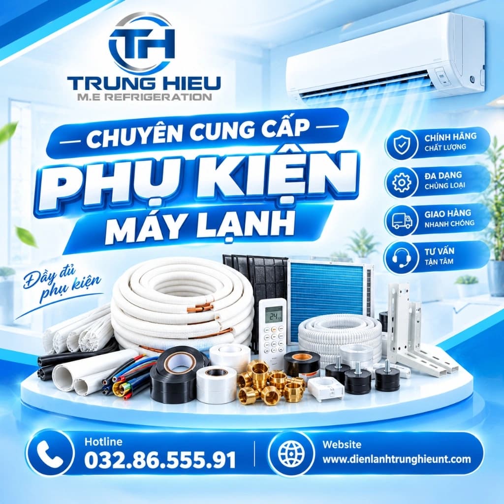Chuyên cung cấp phụ kiện máy lạnh đầy đủ - Điện Lạnh Trung Hiếu